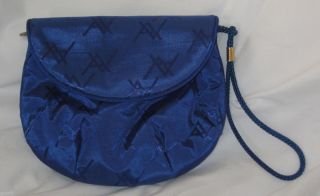 Adrienne Vittadini Royal Blue Evening Wristlet Handbag Signature 