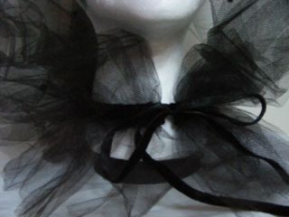 Vtg 50s 60s Therese Ahrens Black Tulle Lace Velvet Beaded Fascinator 