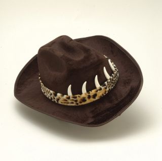 Adult Costume Cowboy Hat with Brown Crocodile Teeth New