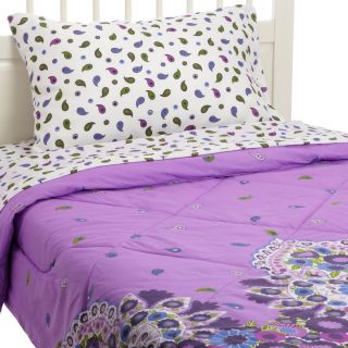 Rampage Agra Paisley White Purple Blue Green 5pc Queen Comforter Set 