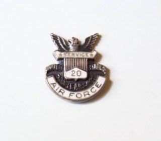 US Air Force 20 Year Service Lapel Pin Sterling Silver