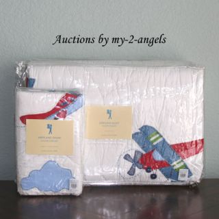 New Pottery Barn Kids Airplane Planes Twin Quilt Sham Set