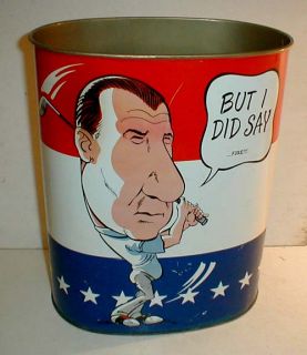 Republican Spiro Agnew 1970 Litho Trash Can Sign Tennis Cool Old Retro 