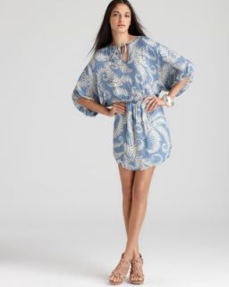 Akiko New Blue Printed Dolman Sleeve Short Casual Dress L BHFO