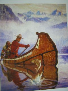 Canadian Mountie RCMP Print Arnold Friberg Canoe Fish