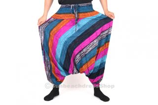 Rainbow Patterned Genie Aladdin Harem Pants Trousers Hippie Boho XS XL 