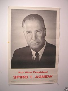 Republican Political Poster of Spiro T Agnew Nixon All Original