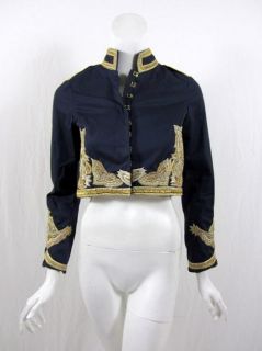 Gryphon Womens Navy Blue Embroidered Jacket s $580 New