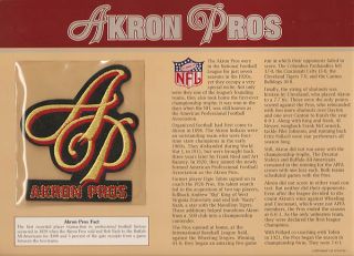 AKRON PROS OFFICIAL NFL FOOTBALL PATCH GOLDEN AGE