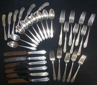 33 PC Antique Whiting King Albert Sterling Silver Flatware 30 45 Troy 