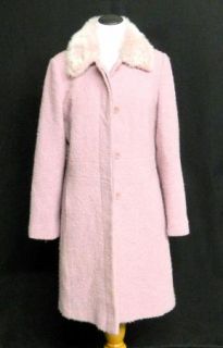 AK Anne Klein 6 Faux Fur Collar Wool Dusty Pink Jacket Boucle Lined 