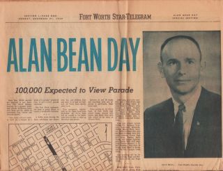12 21 1969 ALAN BEAN DAY PARADE Fort Worth Newspaper NASA Astronaut 