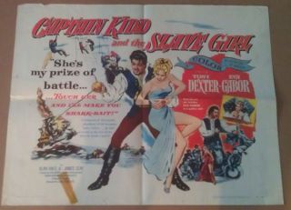 Captain Kidd and The Slave Girl Movie Poster Half Sheet Original 