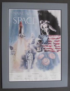   AVIATION IN SPACE Ltd Ed Print SIGNED BY NEIL ARMSTRONG SHEPARD GLENN