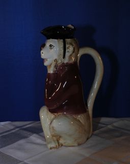 Olfaire Pottery Monkey Pitcher Made in Portugal, Dishwasher/Microwave 