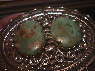   American Navajo turquoise sterling silver belt buckle Albert Cleveland