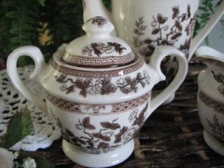 Vintage Nasco China Japan Brown Indian Tree Pattern Coffee Pot Creamer 