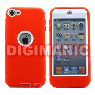 Orange Full Body Dual Hard Case Cover for Apple iPod Touch 5 5th 