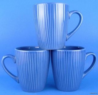 Alco Industries 3 Coffee Latte Mugs Cobalt Blue Glaze
