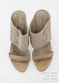 Alexander Wang Taupe Suede & Stretch Strappy Wedge Heels Size 37