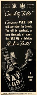 1940 Ad VAT 69 Alcohol Tilford Beverage Drink Scotch Original 