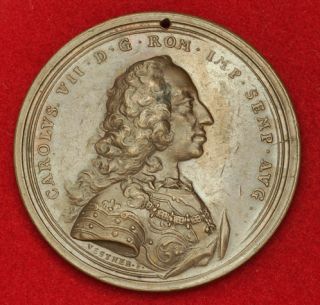 1742 Emperor Charles VII Albert Scarce Coronation Bronze Medal RR 