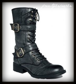 New G by Guess Black Grey Better Military Combat Ankle Booties Boots 
