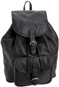 Leatherbay Large Classic Premium Leather Backpack Black 80110