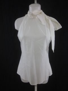 you are bidding on an alara white sleeveless tie neck cotton blouse 