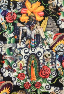 Alexander Henry Fabric Yard Contigo Mexican Aztec Sugar Skulls Day of 