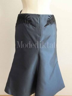 The ALEXANDER MCQUEEN Fern Beaded Flared Midnight Blue Skirt
