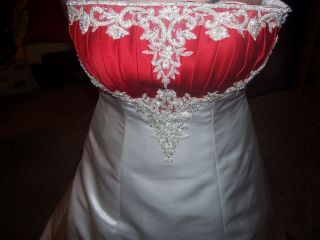 Alford Angelo White and Red Wedding Dress Sz10