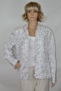 ALFRED DUNNER Spring Jacket Silver White Long Sleeve Women Plus Size 