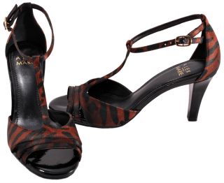 Alex Marie Womens Shoes Tan Black Suave Leopard Print Fabric T Strap 