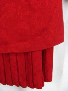 Pretty Sz 14 LAUREN ALEXANDRA Suit Jacket + Skirt Red Fabric Roses Lt 