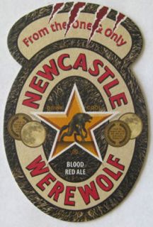 NEWCASTLE WEREWOLF BLOOD RED ALE BEER Coaster, Mat, SCOTLAND UNITED 