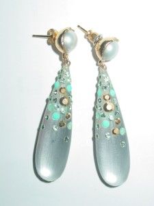 Alexis Bittar Lucite Drop Large Earrings Crystals New