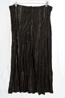 Alberto Makali Black Bohemian Flowy Aline Sequins Textural Skirt 