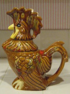 Rooster 3 pc Stacking Teapot Creamer Sugar Bowl by Alix California