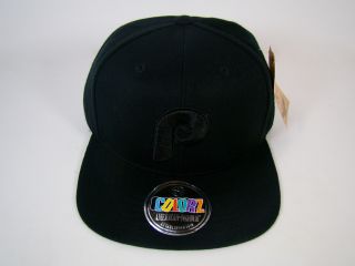 . All black hat and large black out embroidered logo on front. Black 