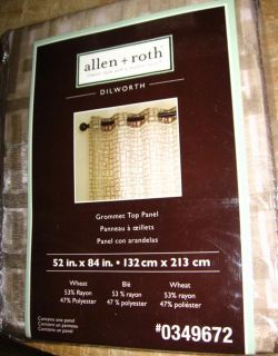 Allen Roth Dilworth Grommet Top Window Panel Drape Curtain Sheer Wheat 
