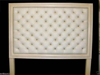   REGENCY CHIC DECO STYLE TUFTED WHITE LEATHER HEADBOARD GLAM KING SIZE