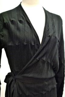 Alexander Wang Puckered Knit Wrap Cardigan Black Sweater New Sz XS $ 