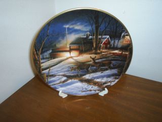 Terry Redlin  NIGHT MAPLING  Wildlife Collection Deer Plate
