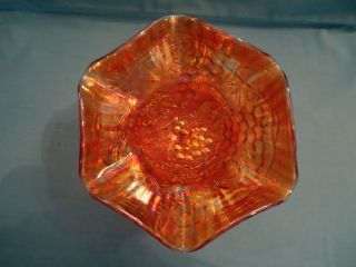 Vintage Grape Rubigold Carnival Glass Crimped Compote 4 1 2 H x 6 1 