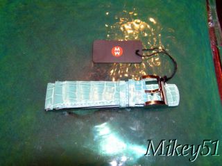 New Michele 24mm Lt Blue Alligator Watch Strap $250