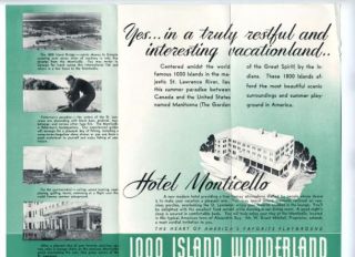 monticello hotel brochure alexandria bay new york
