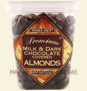 Trader Joes Milk and Dark Chocolate Covered Almonds 24 Oz