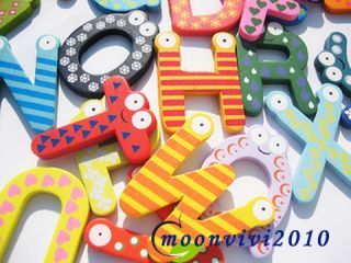Kids Wooden Toy Alphabet Fridge Magnet Set 26 Letters A Z