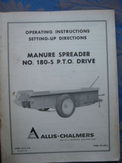 TM 369 A ALLIS CHALMERS MANUAL MANURE SPREADER NO. 180 S PTO DRIVE